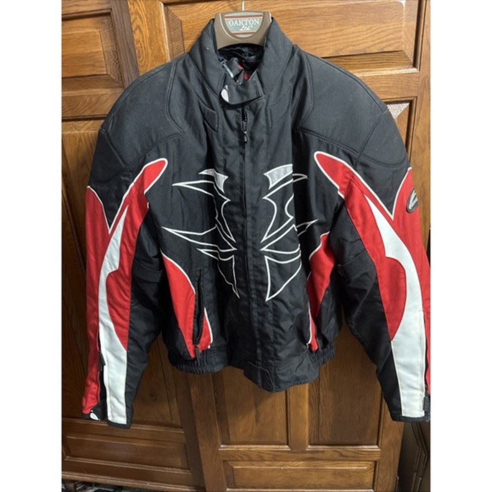 Gericke Tribal‎ Motorcycle Jacket Large Red Black Armored Sheltex Riding Coat
